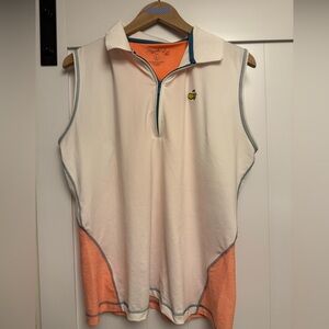 White & Coral Golf Polo Tank- Masters